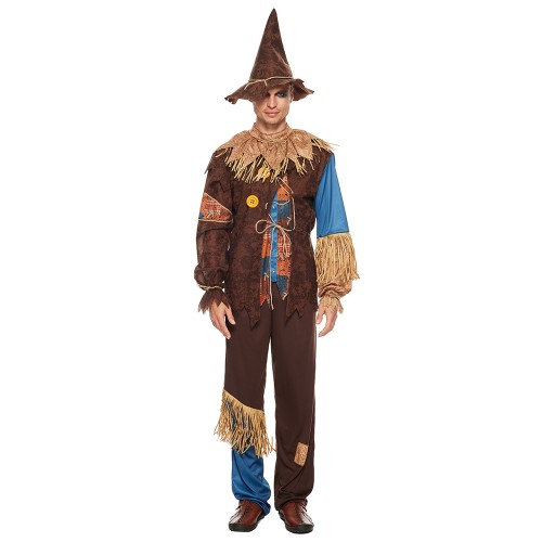 Dwieey Scarecrow Halloween Costume – Classic Rustic Farmer Outfit with Hat, Perfect for Halloween & Masquerade Parties